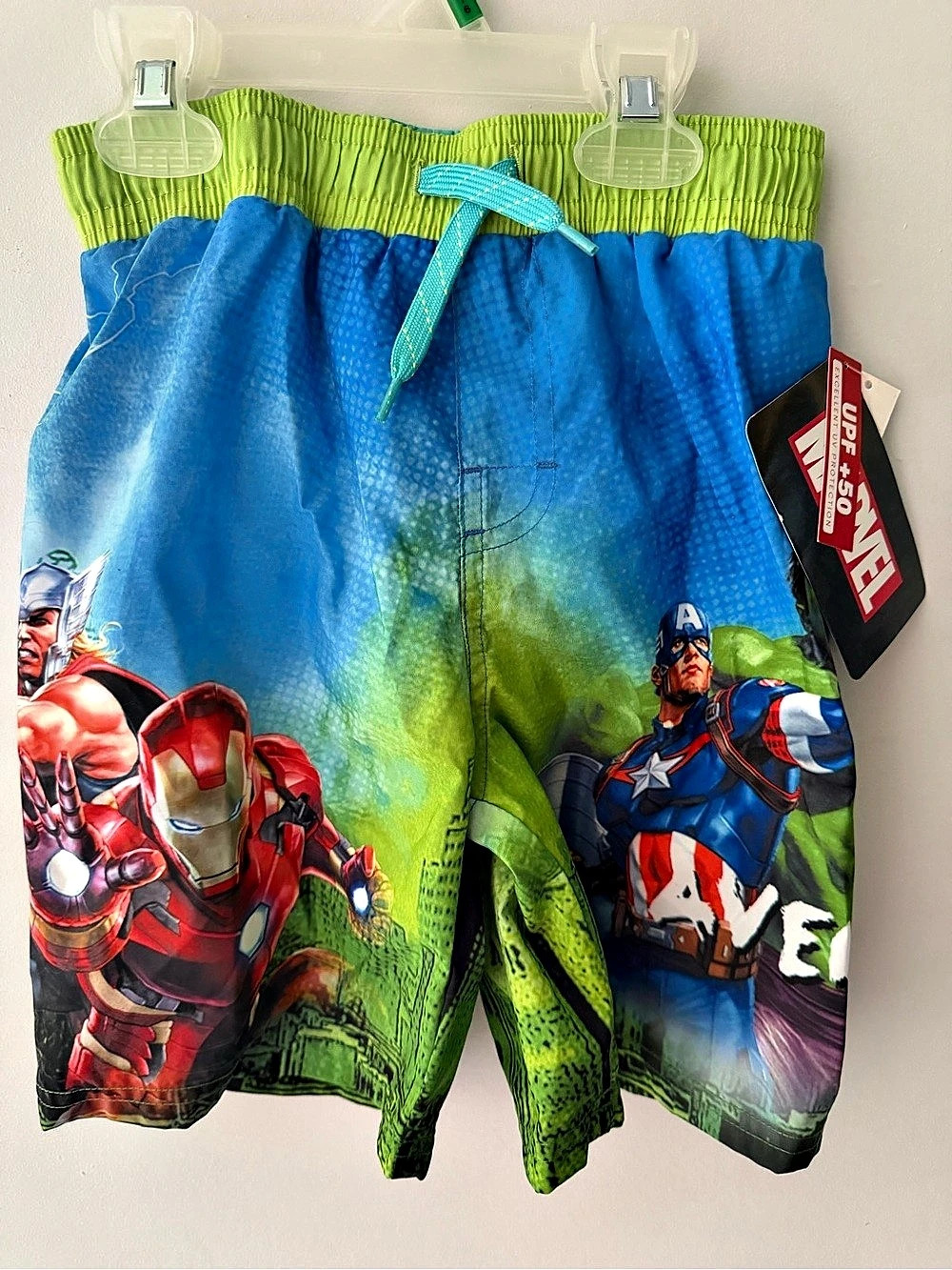 Marvel Avengers Swim Trunks Blue & Green NWT size 5/6